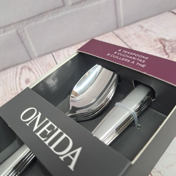 ONEIDA Jordan Frosted Teaspoons Stainless Oval Spoon Glossy Flatware - Picture 4 of 4